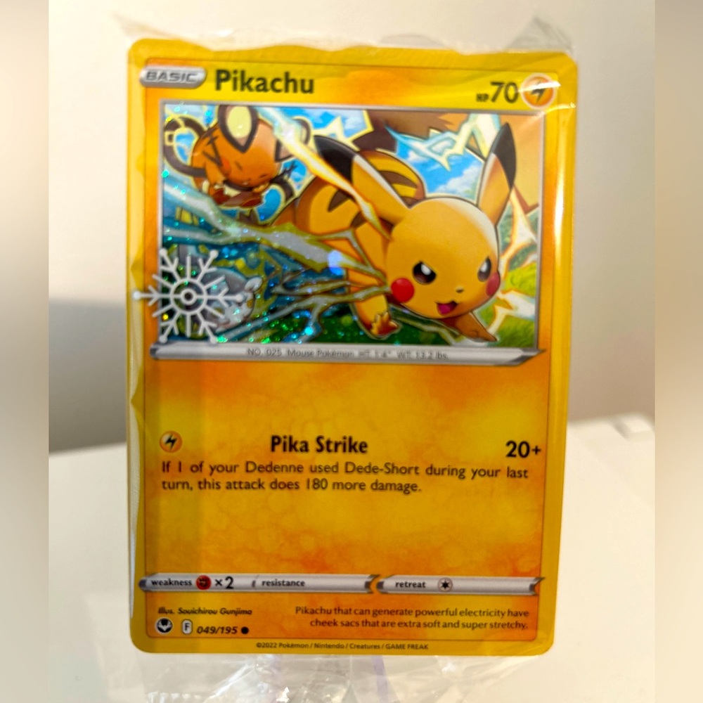 POKÉMON PIKACHU STAMPED SNOWFLAKE 2023 HOLIDAY ADVENT CARD 049/195